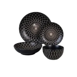 Dorsch Noir 24-Piece Stoneware Dinnerware Set | DH-09390